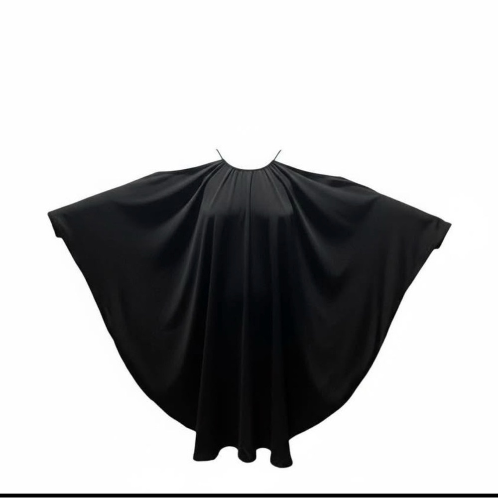 MSGM Black Oversized Cold Shoulder Bat Dress